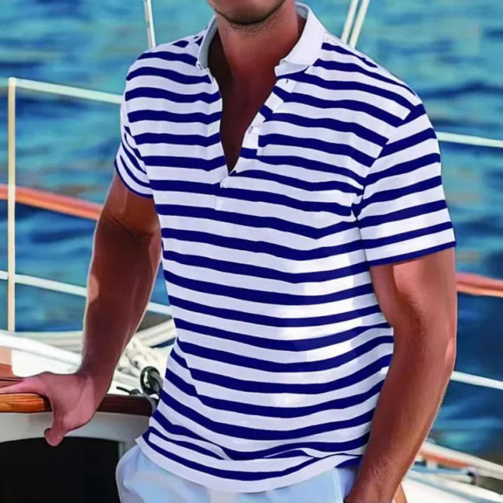 Retro-Streifen-Poloshirt für Herren