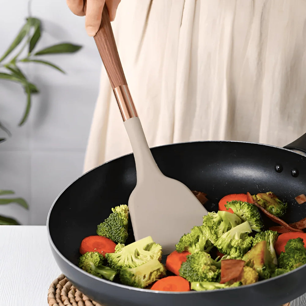 10-teiliges Silikon-Kochutensilien-Set mit ergonomischen Griffen