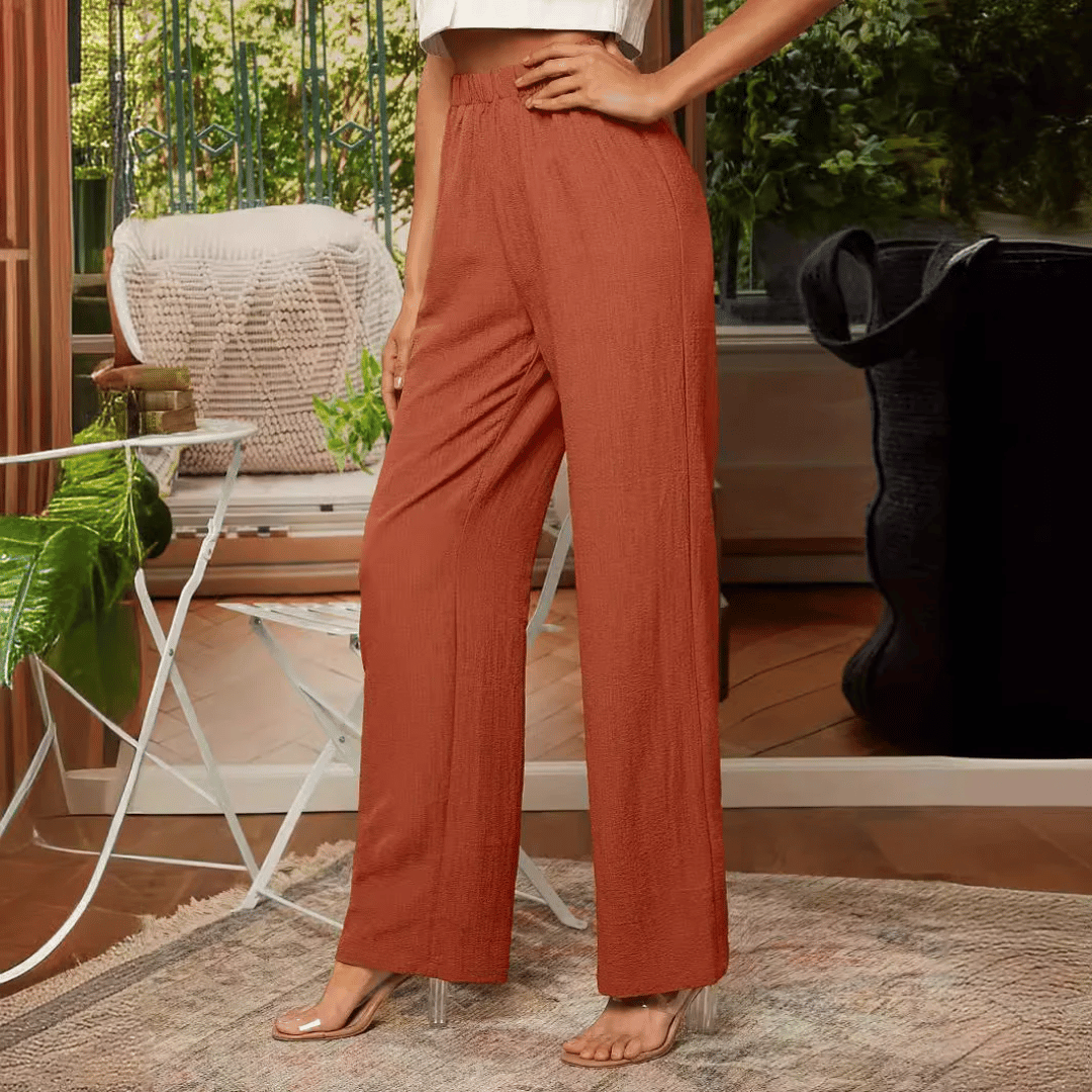 Gerade geschnittene Damenhose mit elastischem Bund