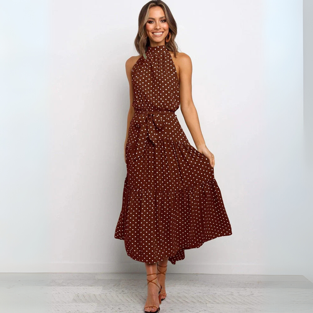 Fit-and-Flare-Midikleid mit Polka Dots