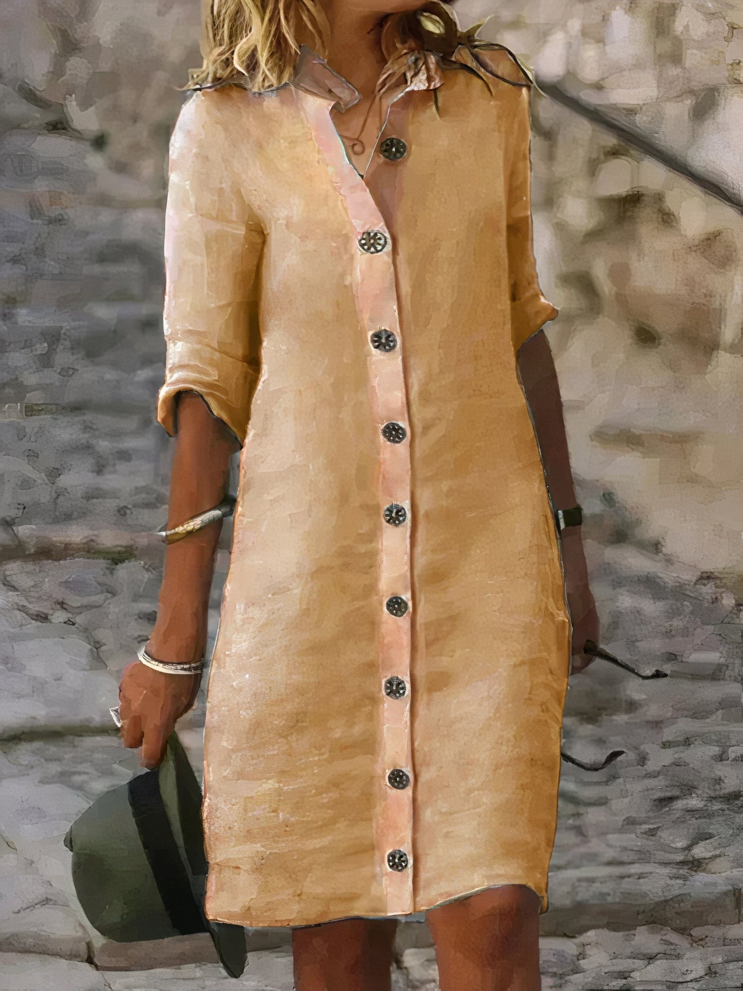 Sommerliches Leinen-Midikleid mit lässigem Chic