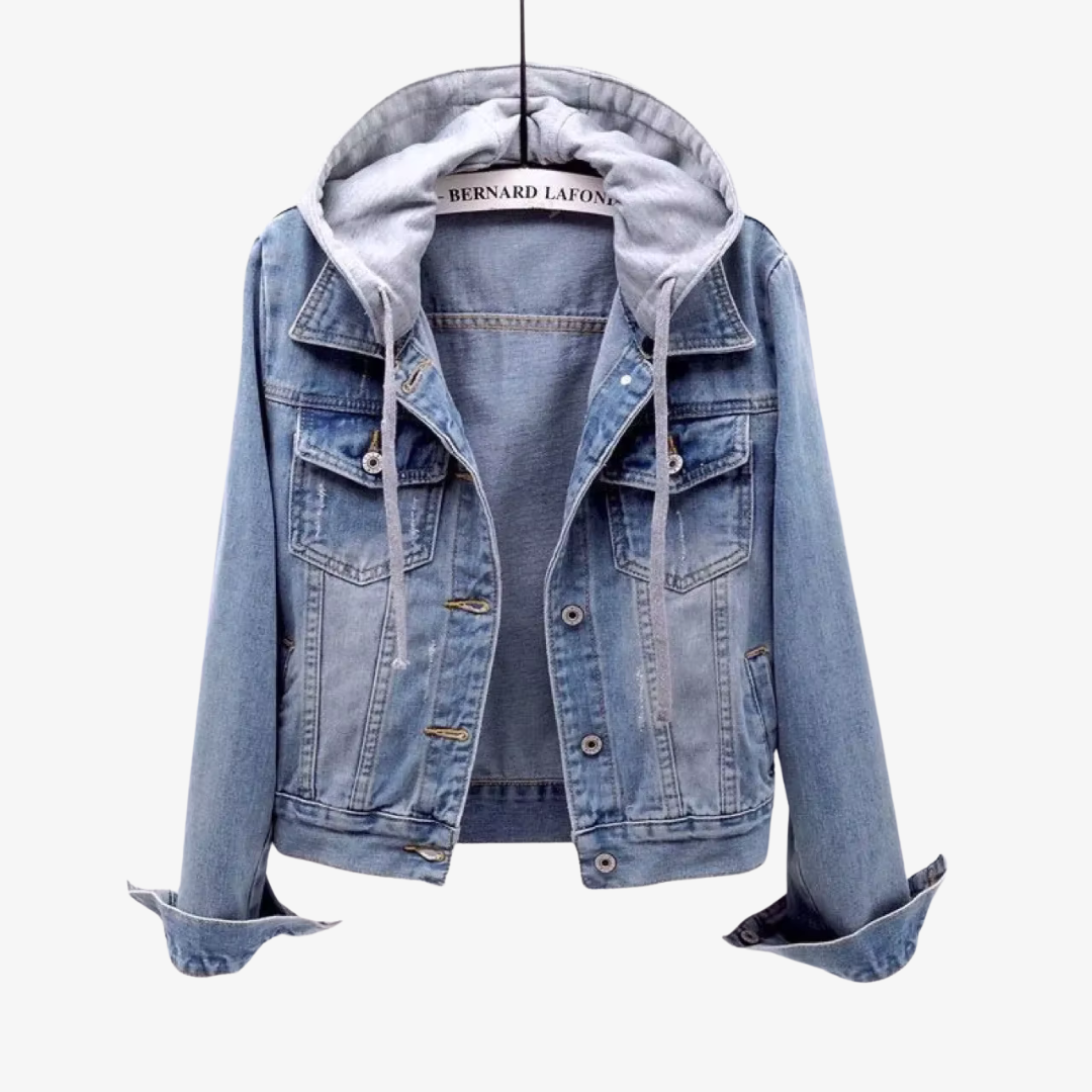 Stylische Cropped-Jeansjacke mit Kapuze für Damen