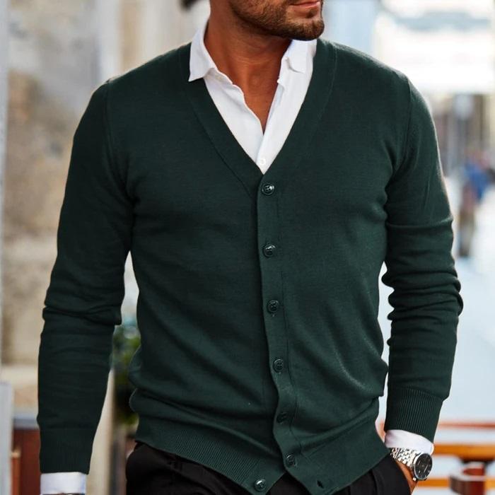 Herren-Strickjacke mit Knopfleiste und klassischem Design