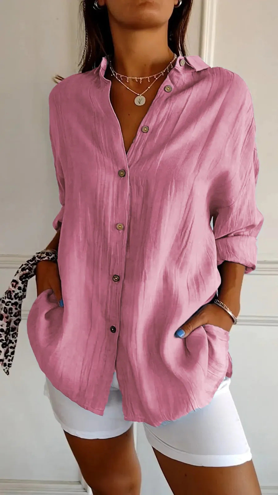 Luftige Bluse aus Baumwoll-Leinen-Mix für Damen
