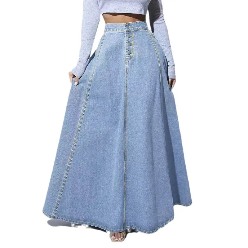 Damen-Jeansrock mit A-Linien-Schnitt und hoher Taille