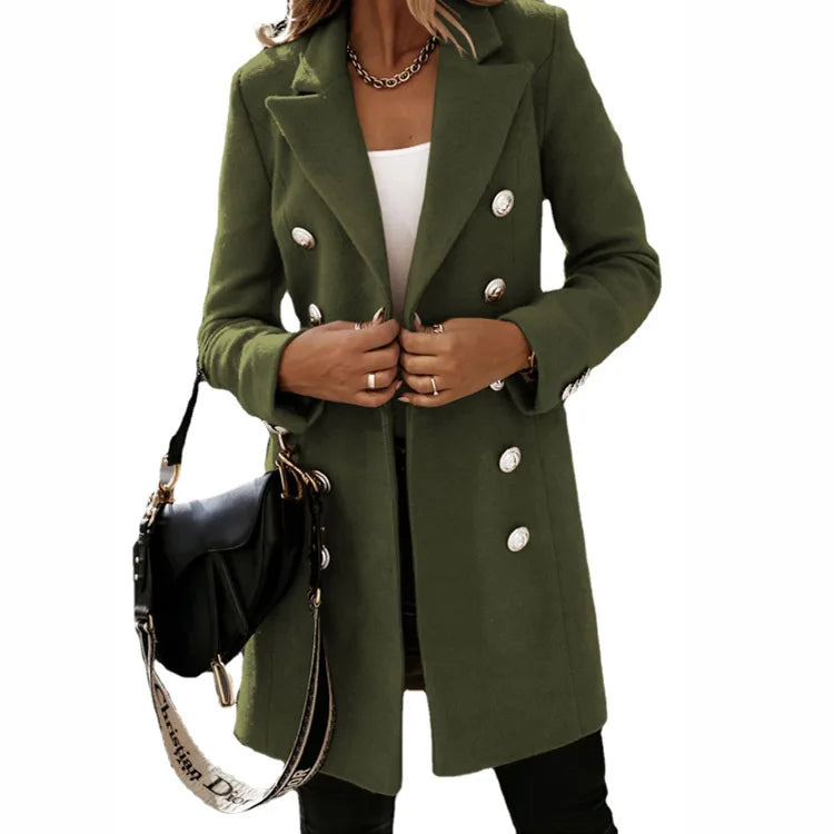 Eleganter langer Wollmantel für Damen
