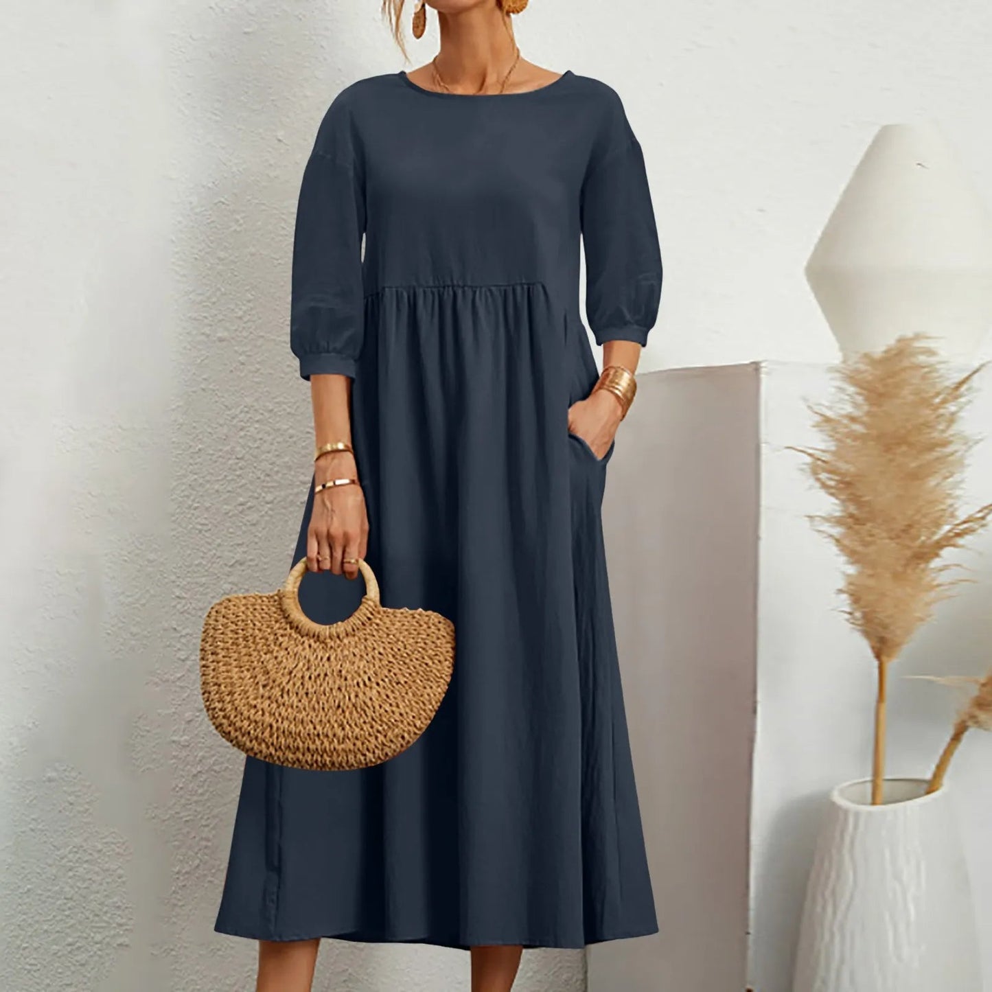 Luftige Midi-Kleid mit Patchwork-Design