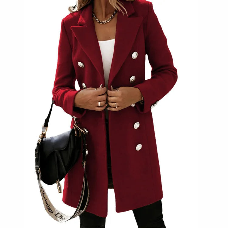 Eleganter langer Wollmantel für Damen