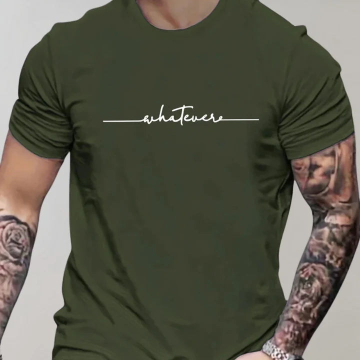 Casual Heren T-shirt met Ronde Hals en Minimalistische Print