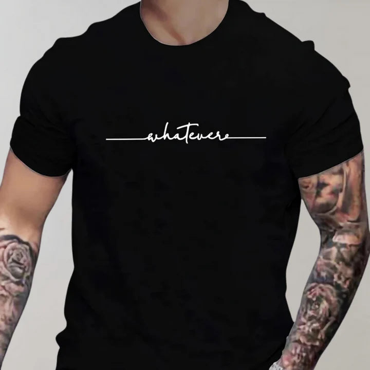 Casual Heren T-shirt met Ronde Hals en Minimalistische Print
