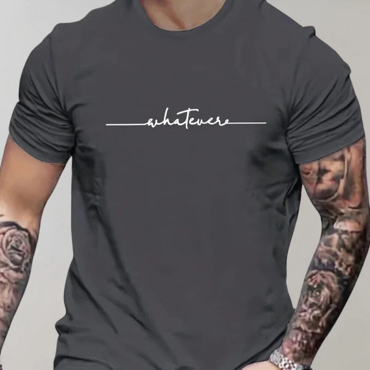 Casual Heren T-shirt met Ronde Hals en Minimalistische Print