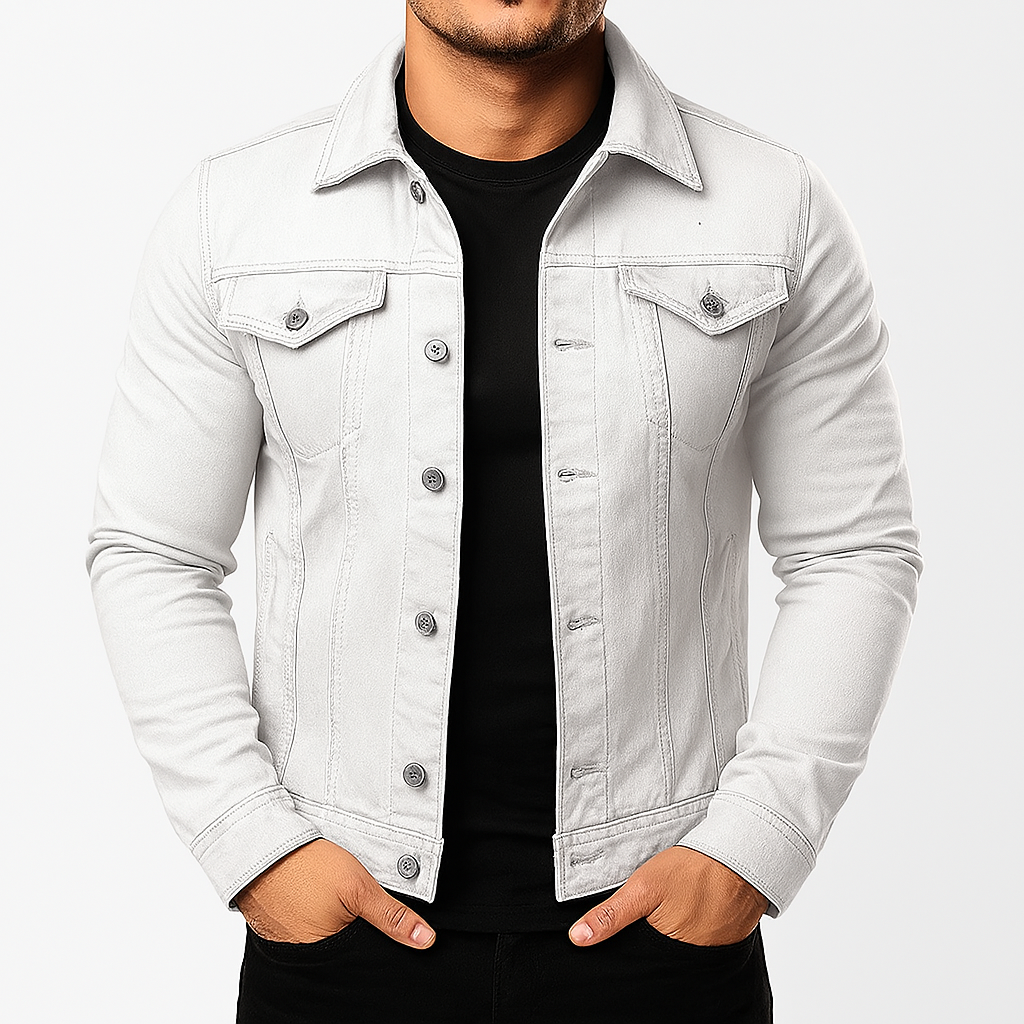 Lässige, einfarbige Jeansjacke für Herren