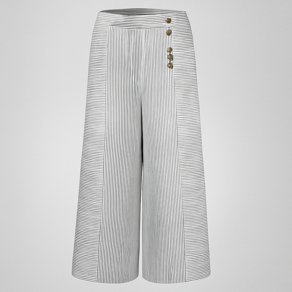 Gestreifte Hose mit weitem Bein und hoher Taille