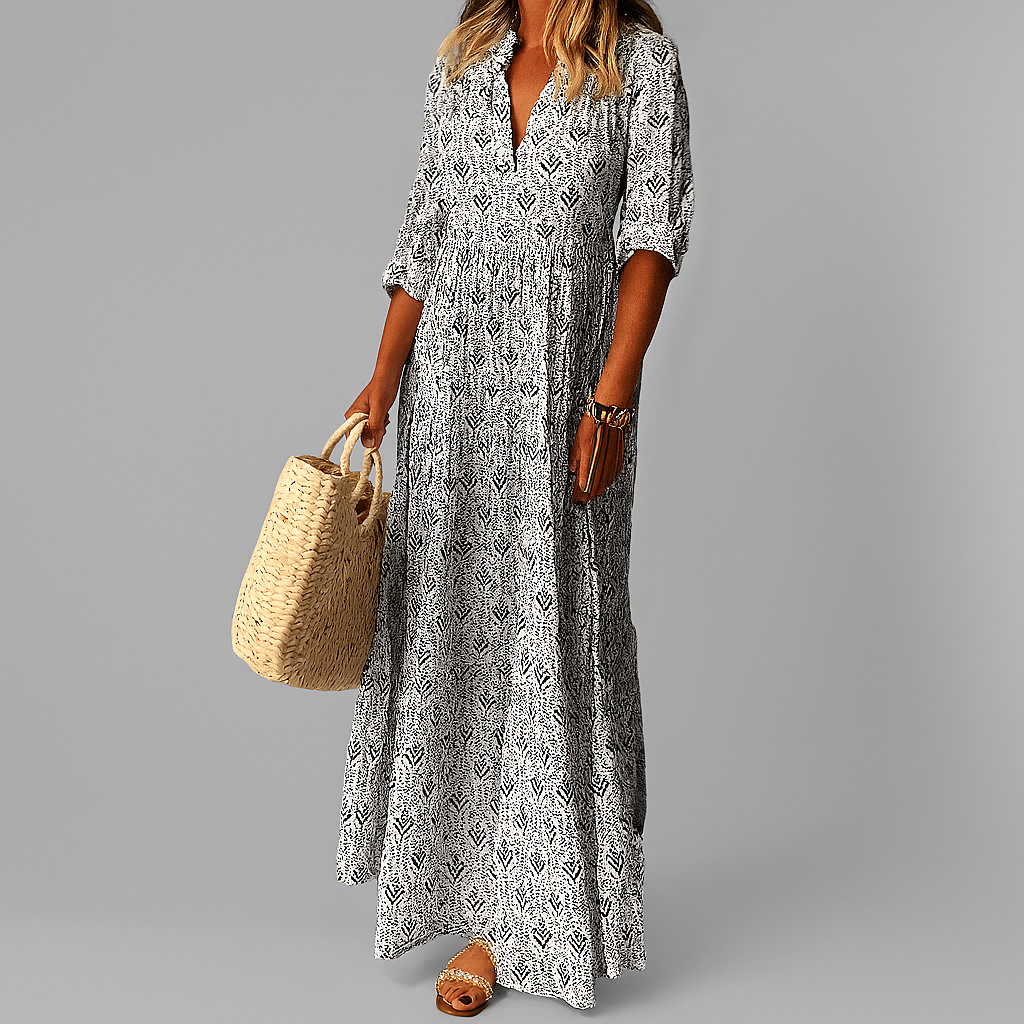 Maxikleid aus leichter Baumwolle mit Vintage-Print für Damen