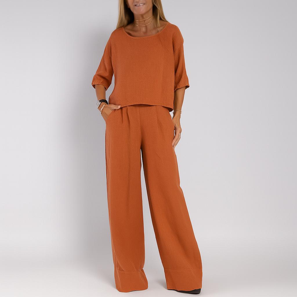Zweiteiliges Set aus Leinenmischung im Relaxed Fit für Damen