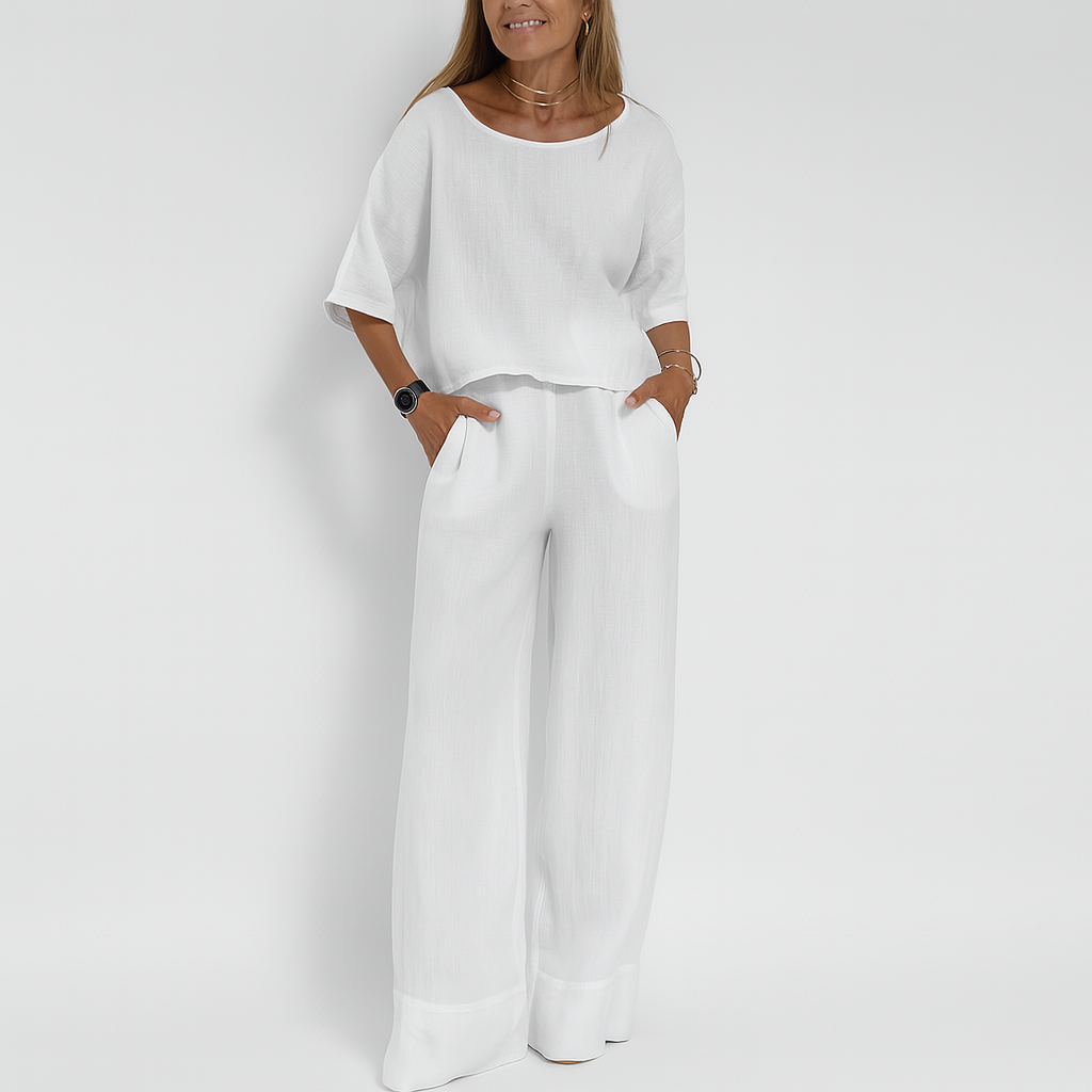 Zweiteiliges Set aus Leinenmischung im Relaxed Fit für Damen