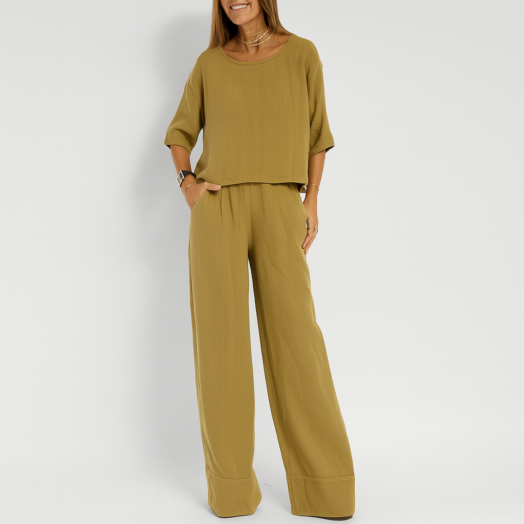 Zweiteiliges Set aus Leinenmischung im Relaxed Fit für Damen