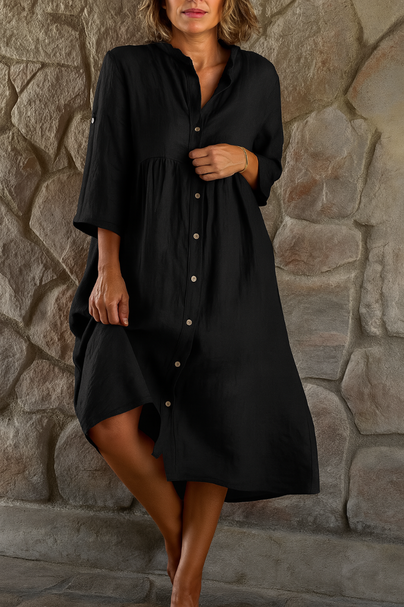 Lässiges Hemdkleid aus Baumwollleinen