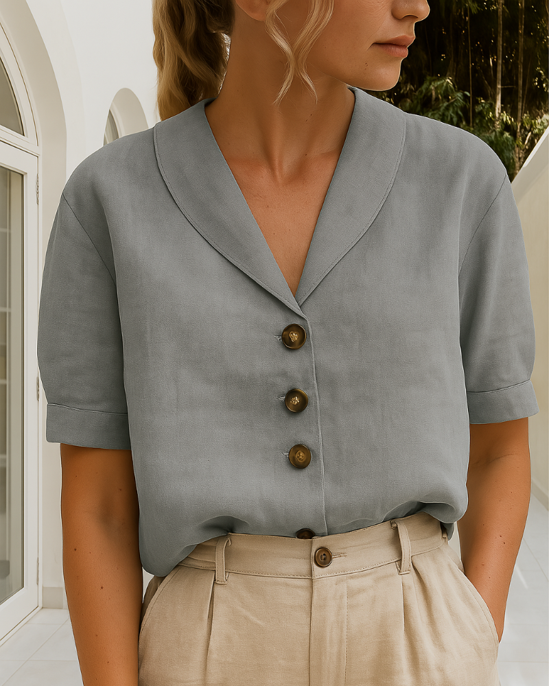 Trendiges Damen-T-Shirt aus Baumwolle und Leinen