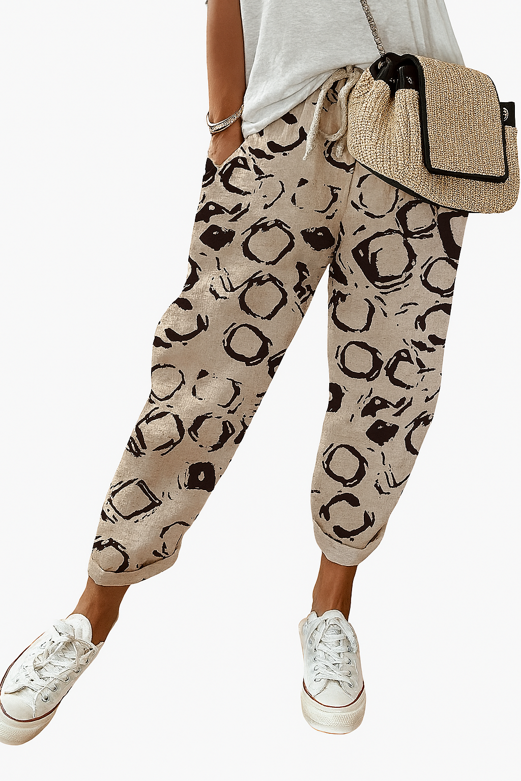 Locker sitzende bedruckte Damenhose