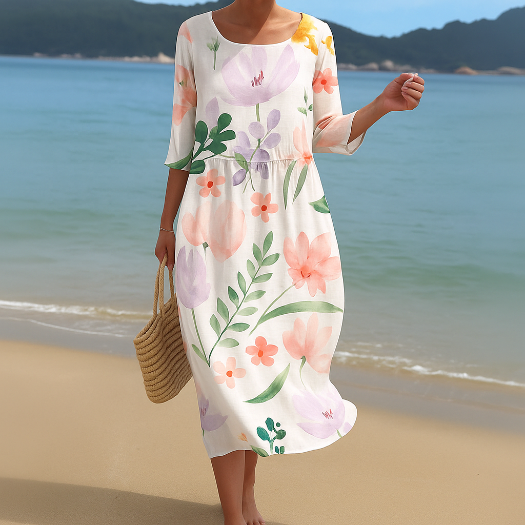 Fließendes und leichtes, elegantes Midikleid für Damen