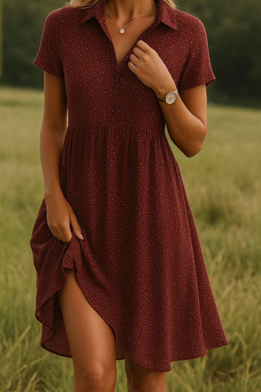 Kurzarm-Hemdkleid für Damen