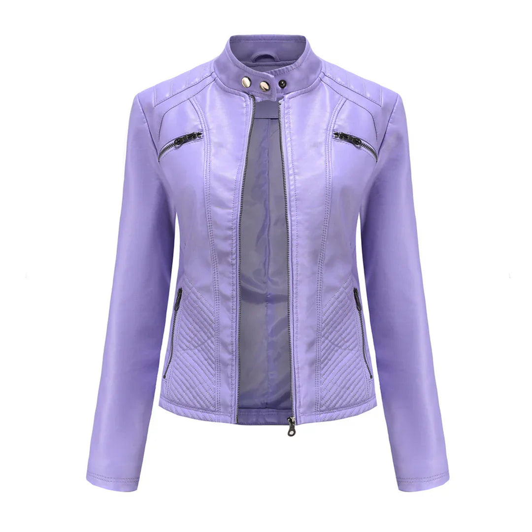 Stylische Damenjacke aus Kunstleder im klassischen Biker-Design