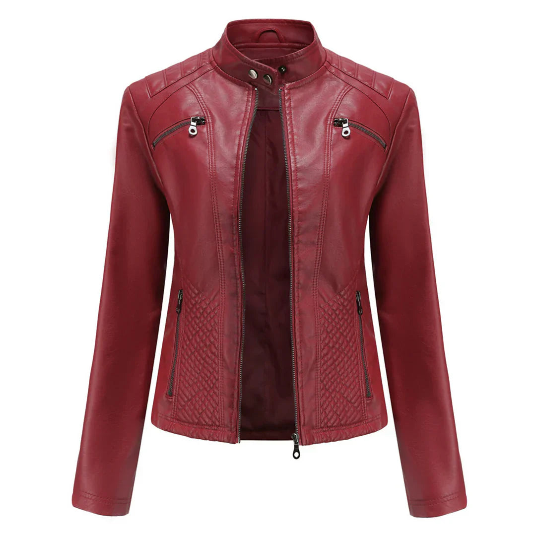 Stylische Damenjacke aus Kunstleder im klassischen Biker-Design