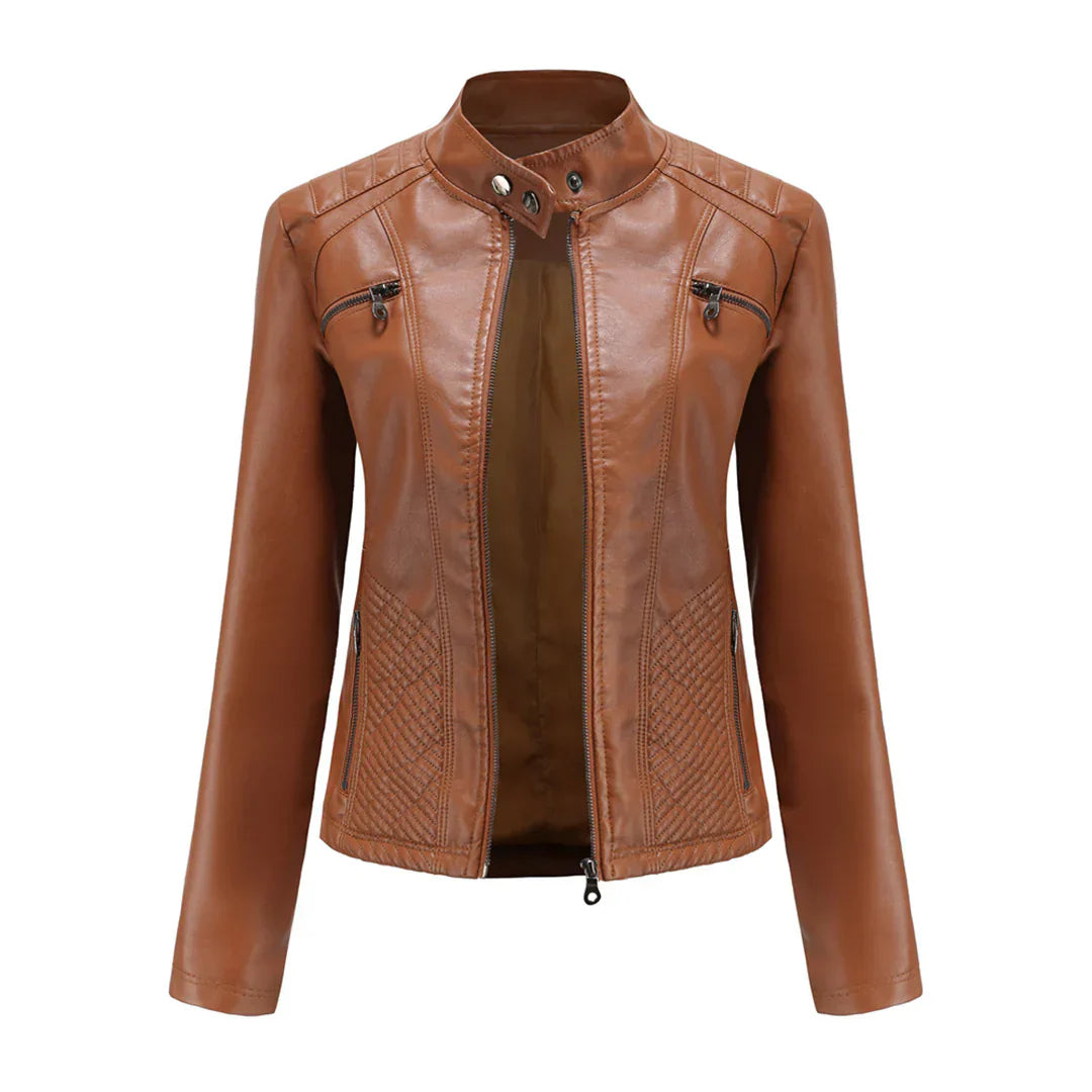 Stylische Damenjacke aus Kunstleder im klassischen Biker-Design