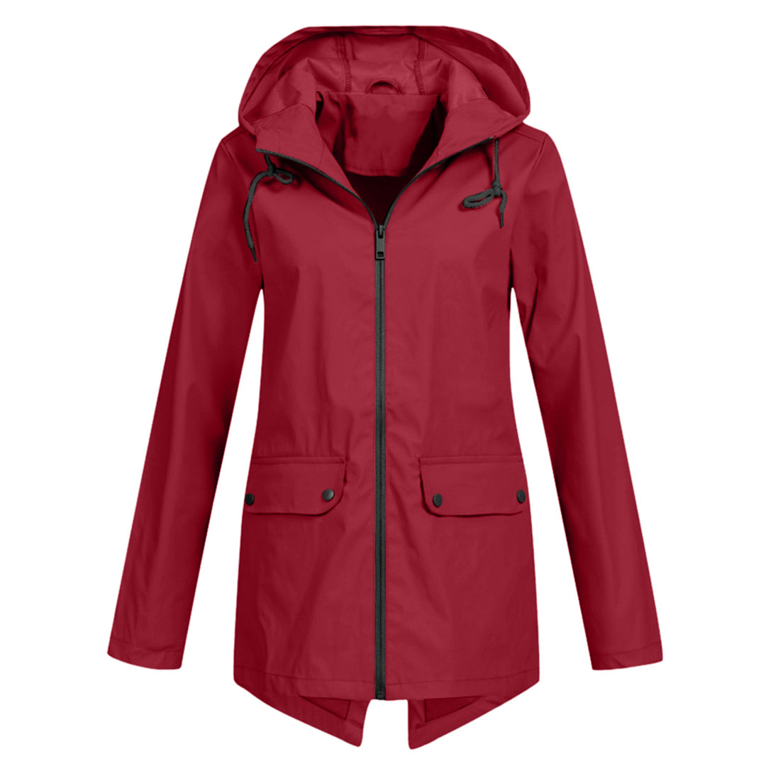 Wasserabweisende Damen Jacke mit Reißverschluss und Kapuze