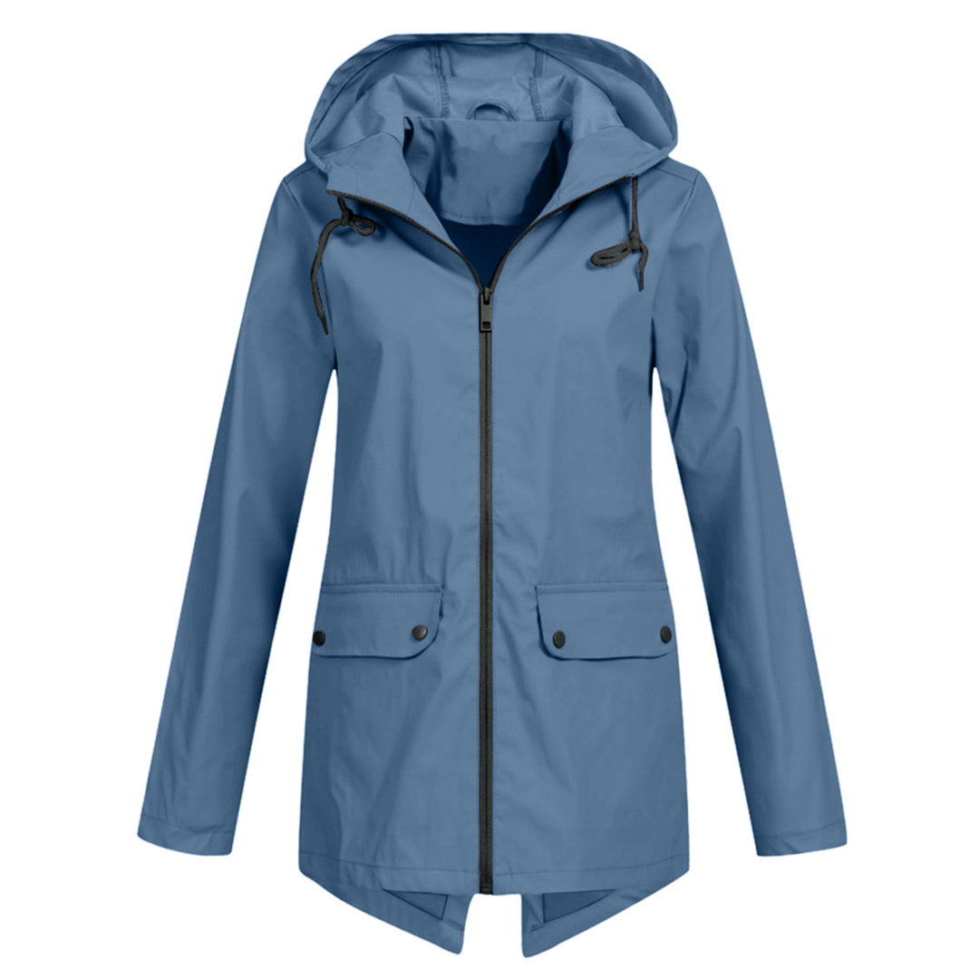 Wasserabweisende Damen Jacke mit Reißverschluss und Kapuze