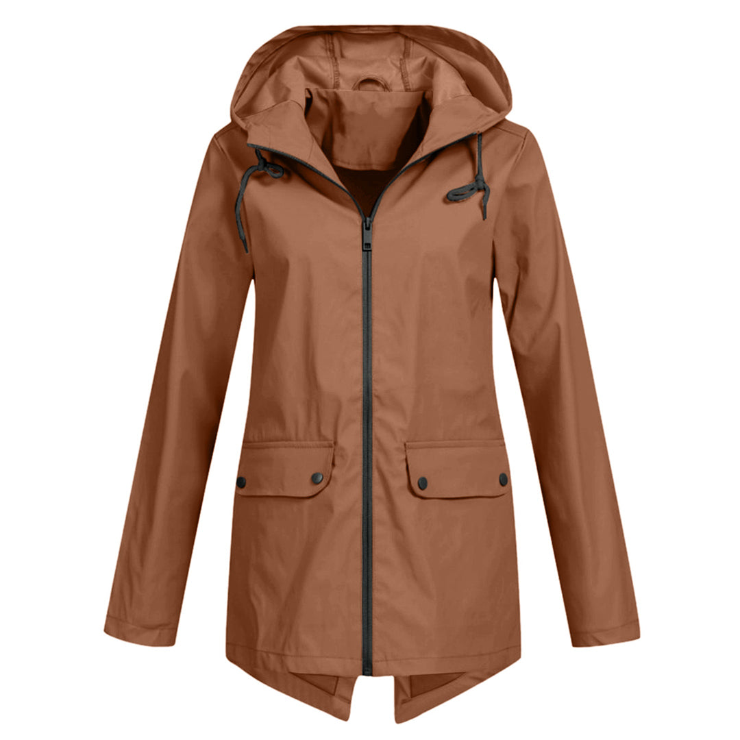 Wasserabweisende Damen Jacke mit Reißverschluss und Kapuze