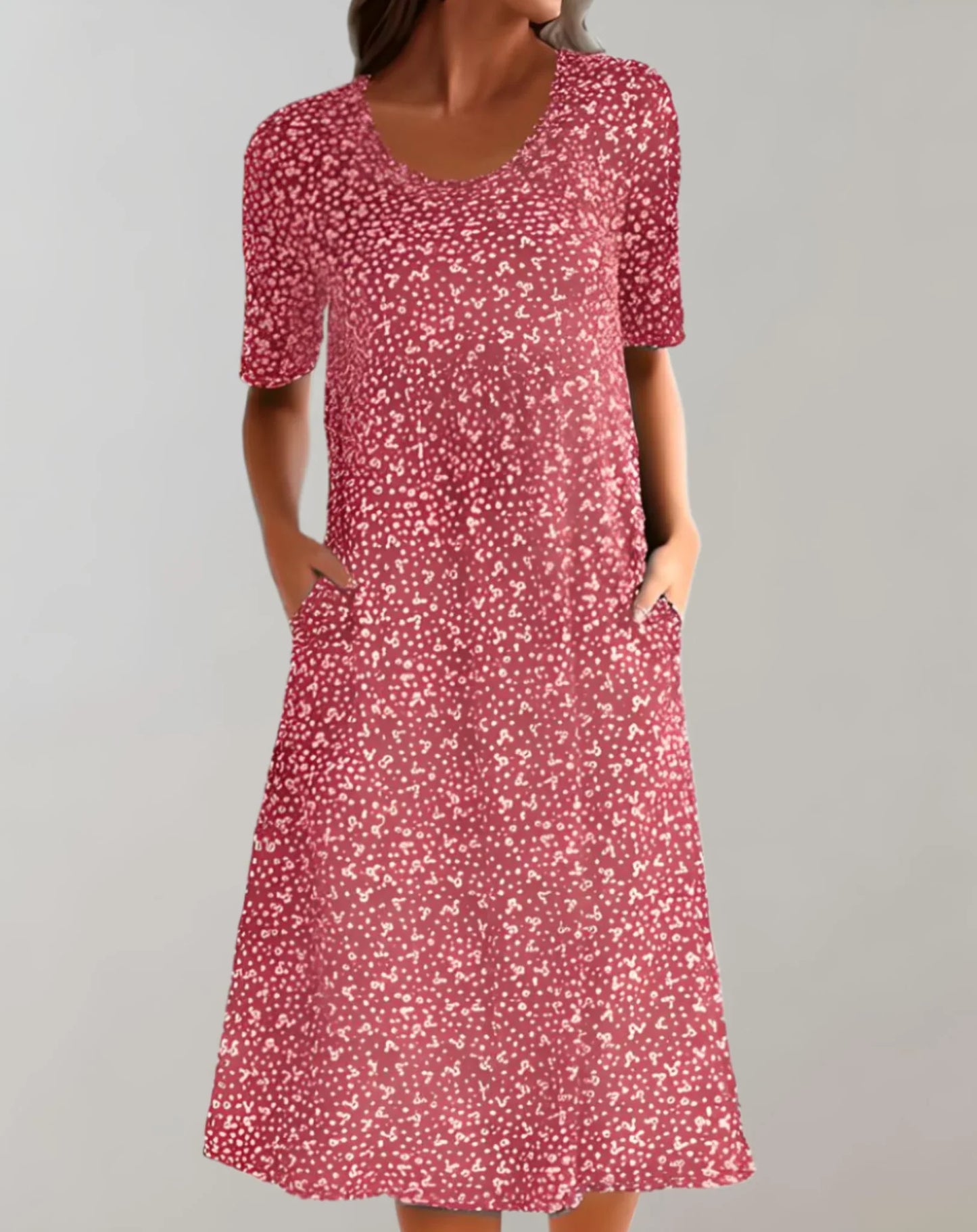Leichtes Freizeitkleid mit V-Ausschnitt für Damen