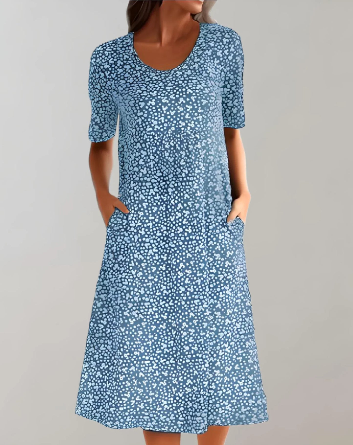 Leichtes Freizeitkleid mit V-Ausschnitt für Damen