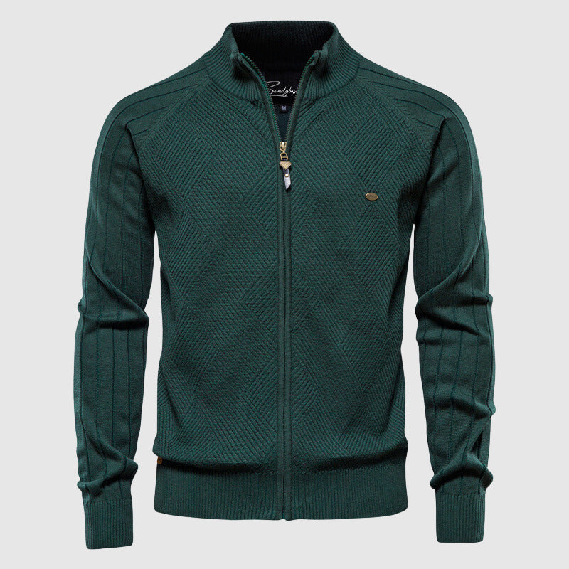 Rollkragen-Cardigan mit Reißverschluss für Herren