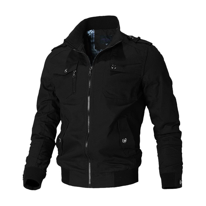 Taktische Herren-Bomberjacke mit Reißverschluss und Brusttasche