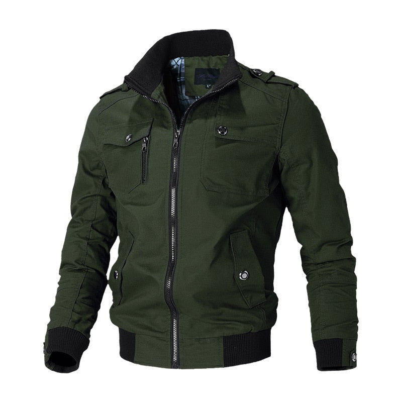 Taktische Herren-Bomberjacke mit Reißverschluss und Brusttasche