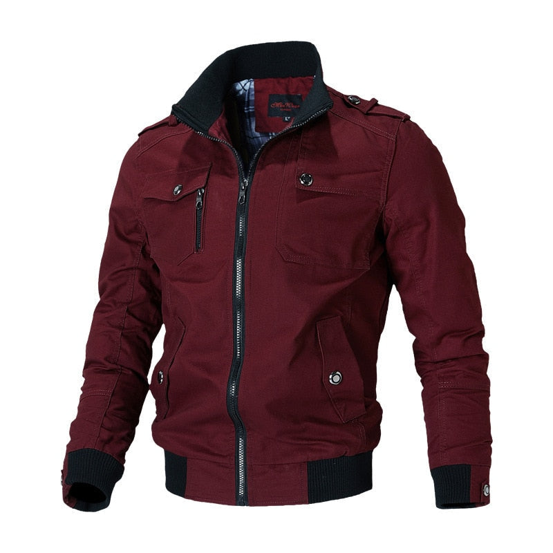 Taktische Herren-Bomberjacke mit Reißverschluss und Brusttasche