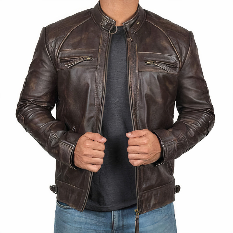 Robuste Herren-Motorradjacke mit Reißverschlusstaschen