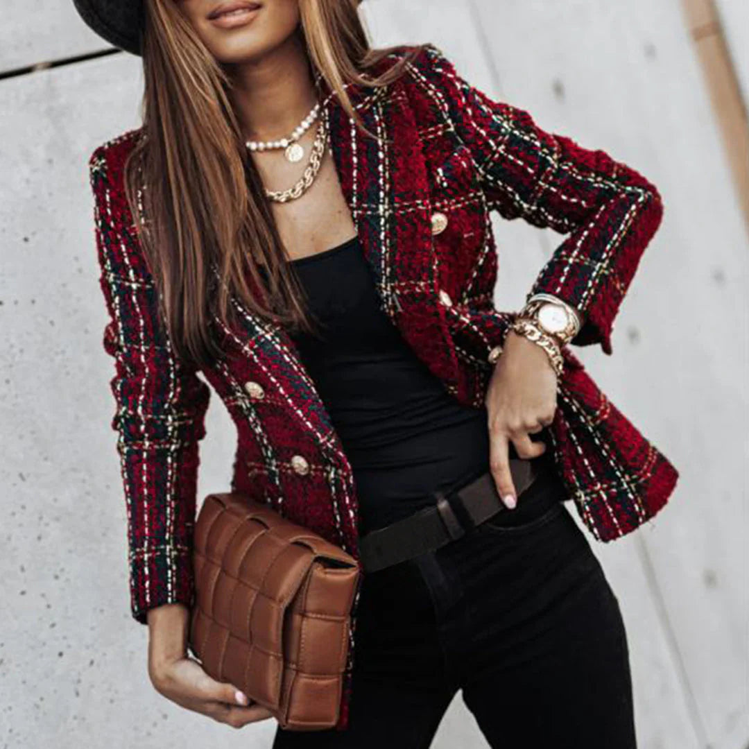 Damen Blazer mit Muster und goldenen Knöpfen