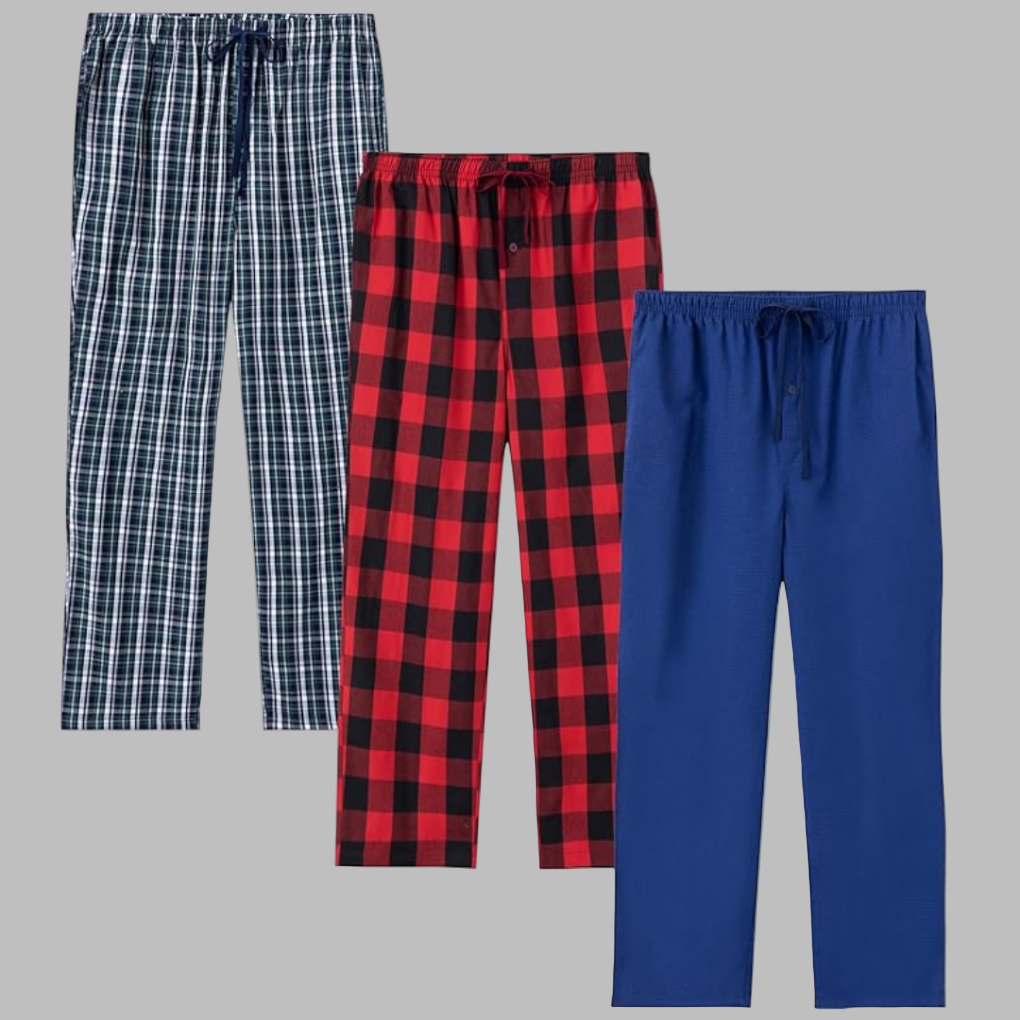 3er-Pack Flanell-Pyjamahosen für Herren