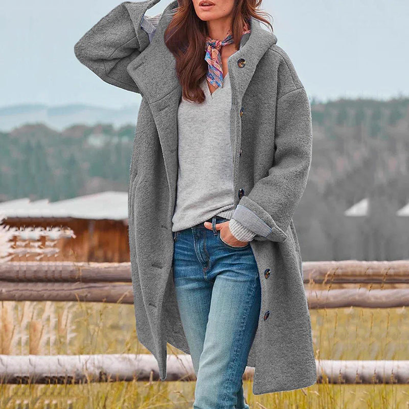 Eleganter dicker grau wintermantel