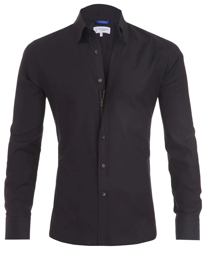 Zip Fit Herren Hemd mit modernem Reißverschluss Design