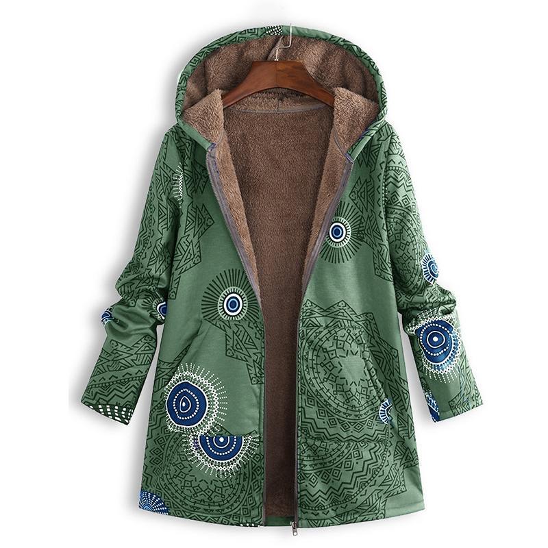 Lange Damen Frühlingsjacke mit Kapuze und Fronttaschen