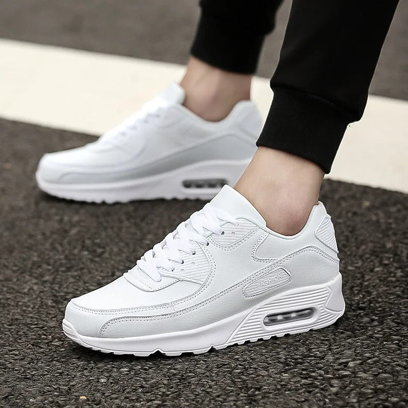 Weiße Leder-Herrensneaker mit Hoher Sohle und Modernem Look