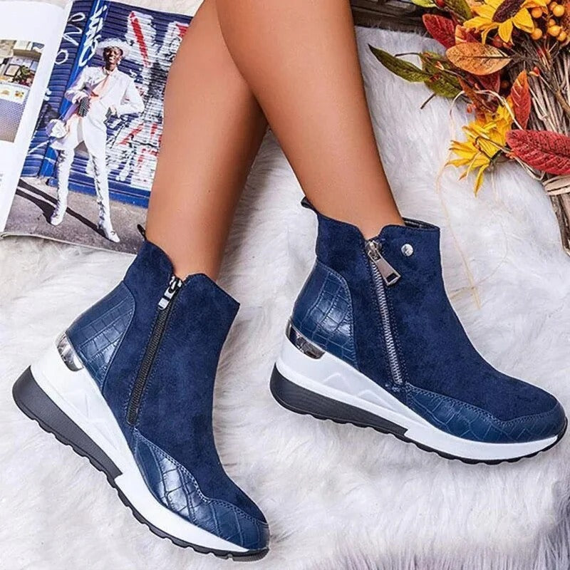 Orthopädische halbhohe Leder-Stiefeletten für Damen