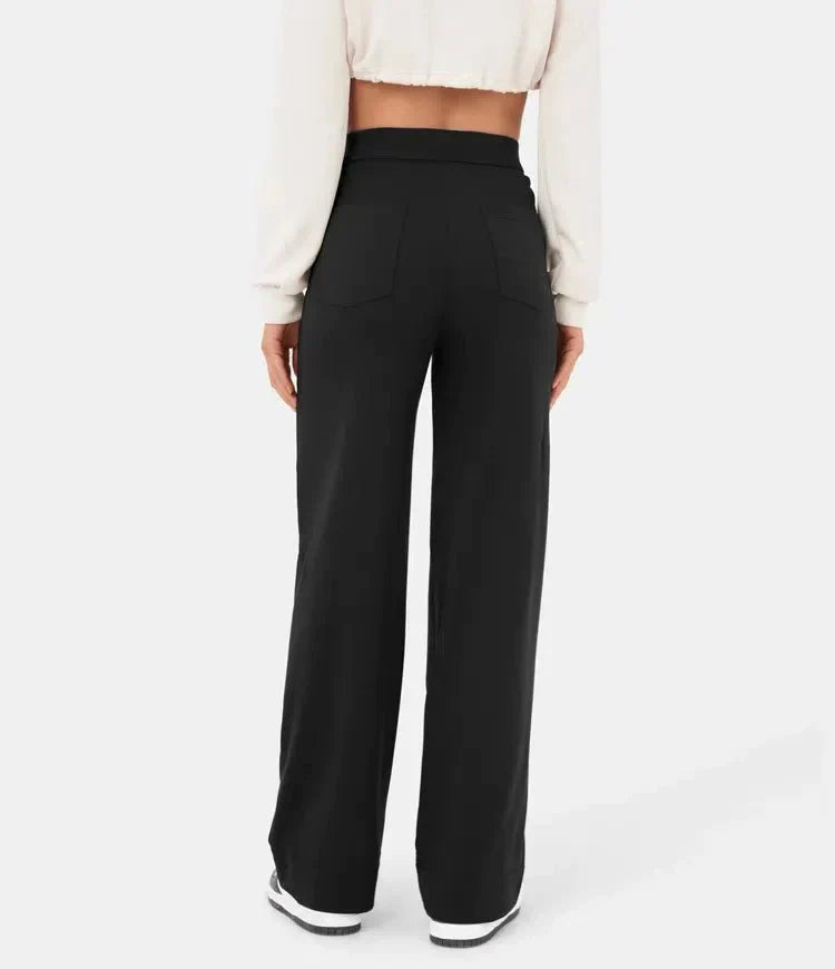 Elastische Damenhose mit hoher Taille und geradem Bein