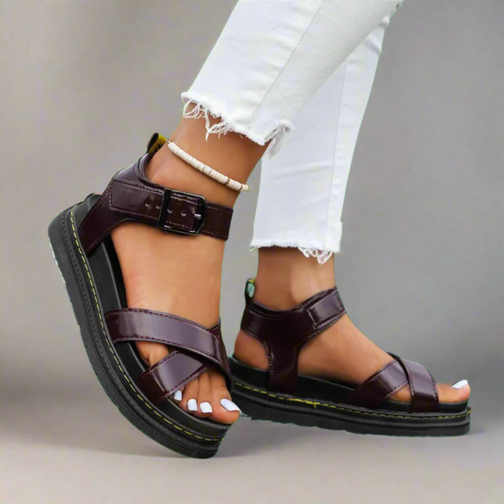 Stilvolle Damen Plateau Gladiator Sandalen