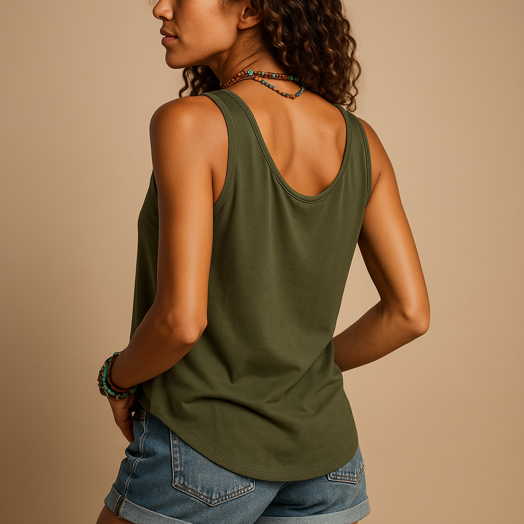 Ärmelloses, leichtes Button-Down-Oberteil