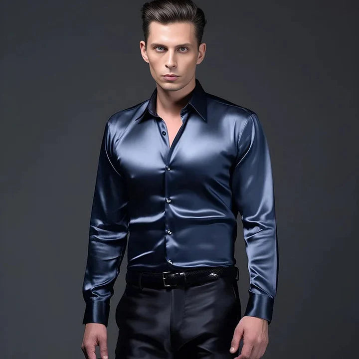 Glänzendes Herrenhemd mit Satin-Finish für stilvolle Auftritte